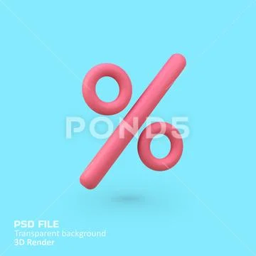Percent symbol isolated 3d render icon illustration PSD Template