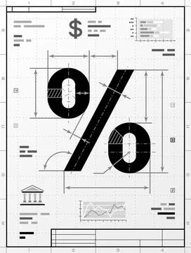 Percent symbol as technical drawing Stock Illustration