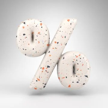 Percent symbol on white background. 3D sign with terrazzo pattern texture. Stock Illustration