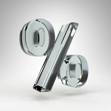 Percent symbol on white background. Camera lens transparent glass 3D sign with Stock Illustration