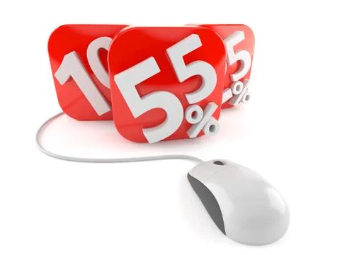 Percent symbols with computer mouse Stock Illustration