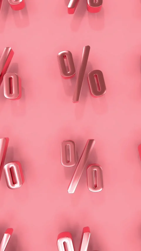 Percent symbols moving in a loop on a pink background - 3D rendering Video stock 296650978