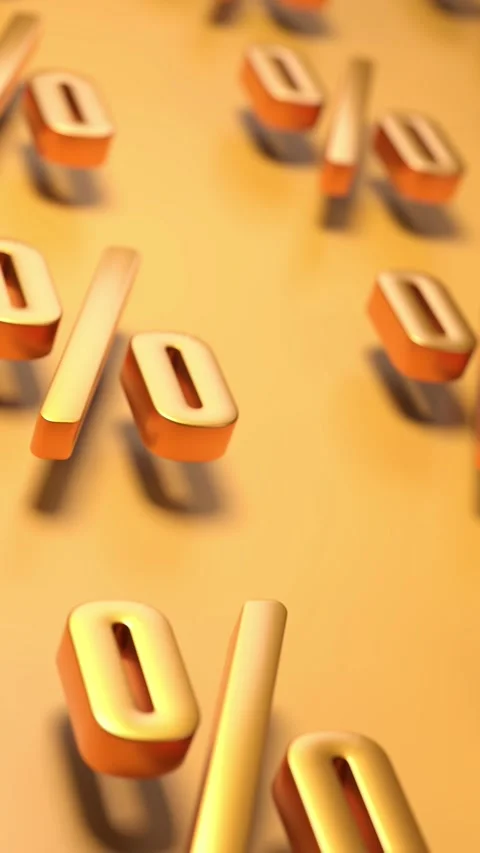 Percent symbols moving in a loop on a yellow background Video stock 296680826
