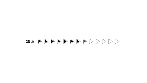 Percent waiting loading indicator and a row of triangle progress icons anim.. Stock Footage 337873113