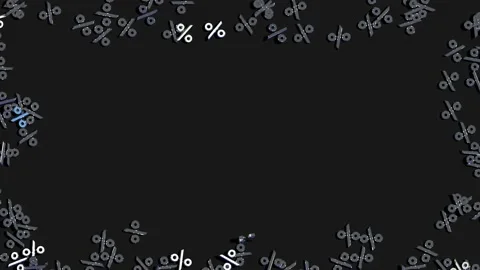 Percent Word Falling From Sides, Shiny Metal Percent words Stock Footage 195988024