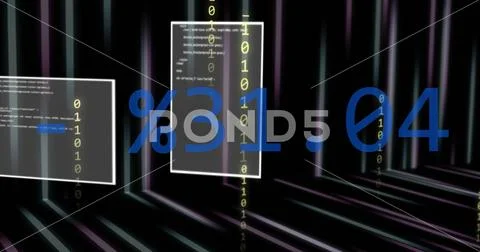 Percentage and code image over digital data stream background Stock Illustration