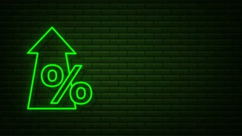 Percentage with arrow up and down. Banking, credit, interest rate. Motion Stock Footage 169289708