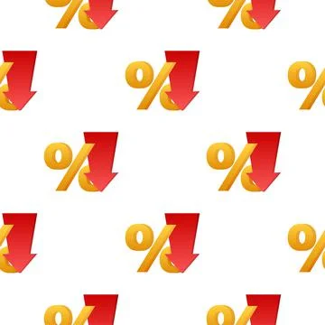 Percentage with arrow down pattern. Banking, credit, interest rate. Vector stock Stock Illustration