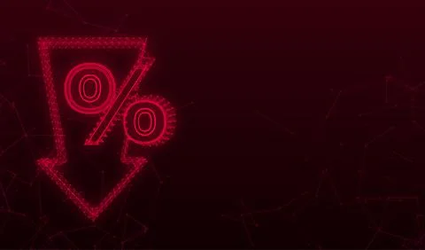 Percentage with arrow down plexus. Banking, credit, interest rate. Vector stock Stock Illustration