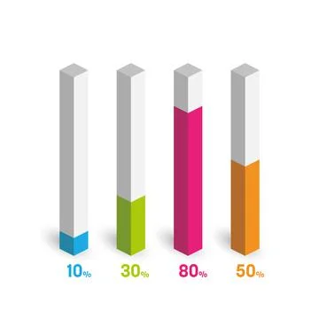 Percentage bar chart of 4 columns Stock Illustration