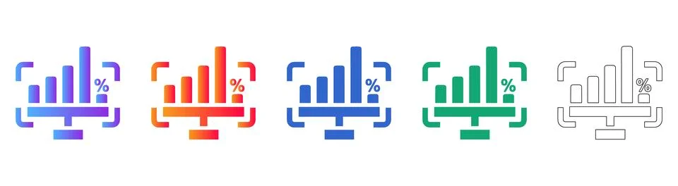 Percentage Bar Chart Analytics Icons Stock Illustration