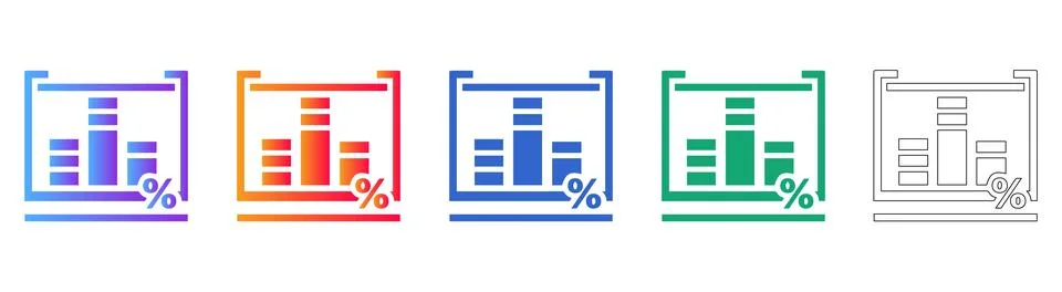 Percentage Bar Chart and Analytics Icons Stock Illustration