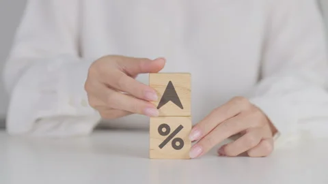 Percentage block change to UP and Down arrow. Interest rate, GDP, stocks ma.. Stock Footage 317601915