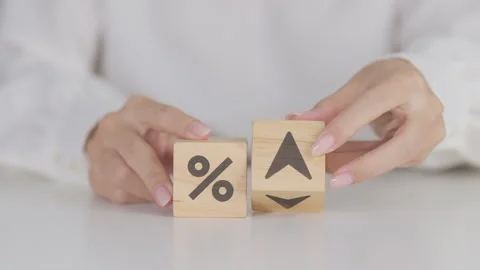 Percentage block change to UP and Down arrow. Interest rate, GDP, stocks ma.. Stock Footage 317601919