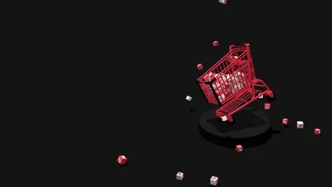 Percentage Boxes are Falling on Shopping Cart Stock Footage 192882193