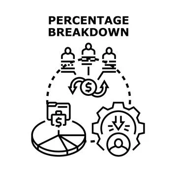 Percentage breakdown analysis managing business cost or expense Stock Illustration