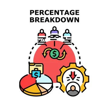 Percentage breakdown analysis managing business cost or expense Stock Illustration