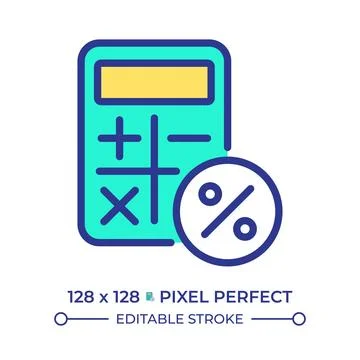 Percentage calculation pixel perfect line color icon Stock Illustration