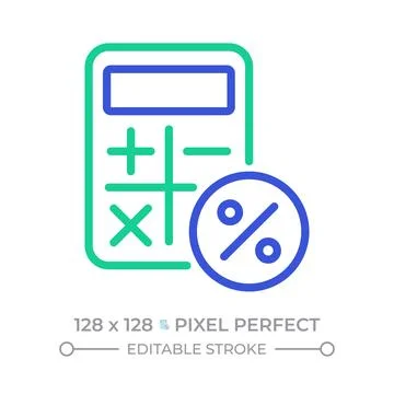 Percentage calculation two color line icon Stock Illustration