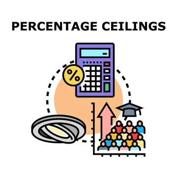 Percentage ceilings concept calculating limits for growth Stock Illustration