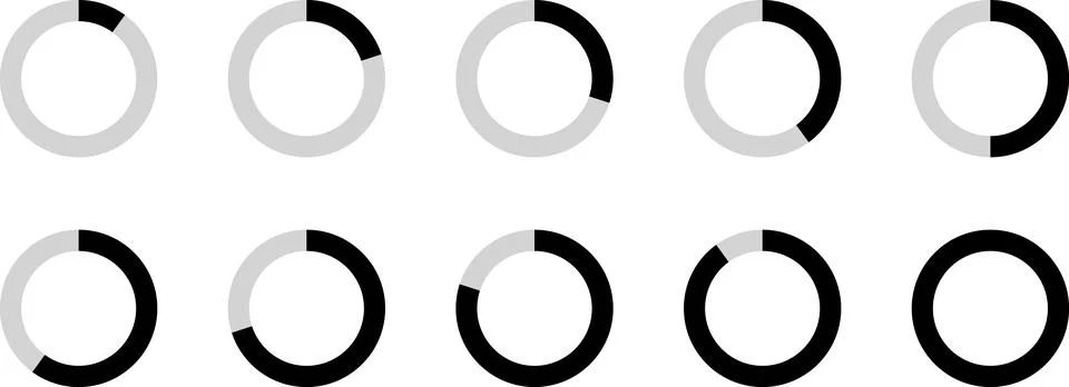 Percentage circle set. Progress or loading percentage infographic icons Stock Illustration