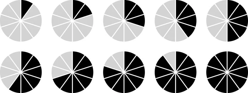 Percentage circle set. Progress or loading percentage infographic icons Illustrazione stock