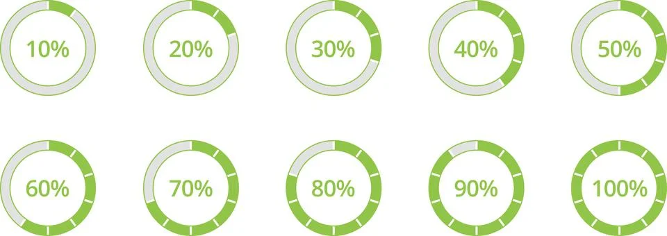 Percentage circle set. Progress or loading percentage infographic icons Illustrazione stock