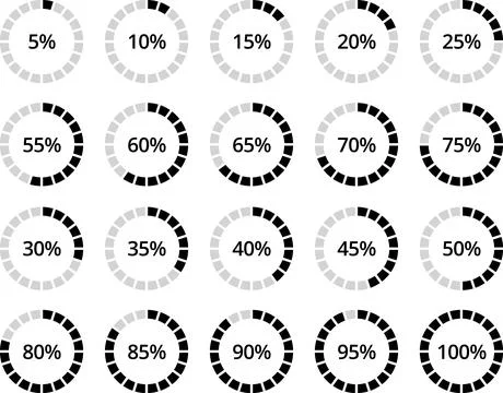 Percentage circle set. Progress or loading percentage infographic icons 스톡 일러스트
