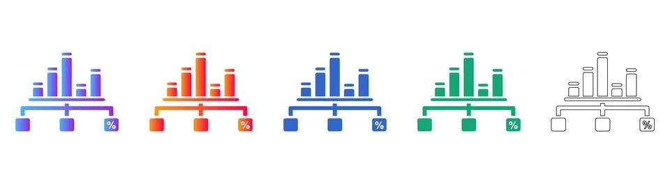 Percentage Data Analysis Chart Icons Stock Illustration
