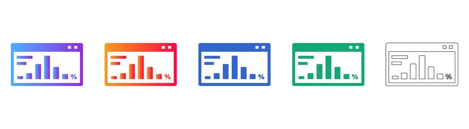 Percentage Data Analytics Window Icons 库存插图