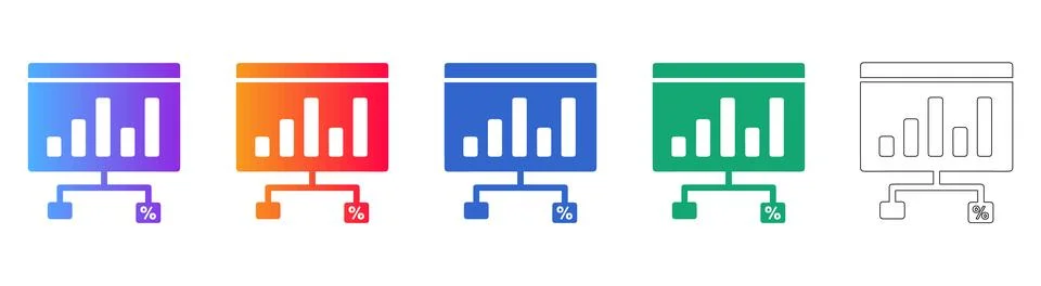 Percentage Data Presentation Icons Stock Illustration