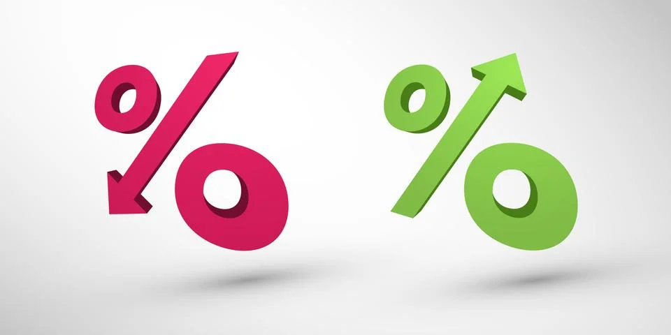 Percentage decrease and growth 3d icons Illustrazione stock