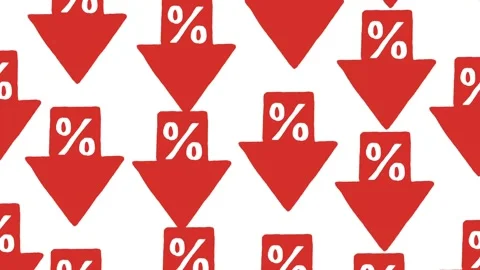 Percentage Decrease Red Arrow Going Down Animation Interest Rate Stock Footage 201313395