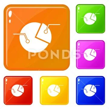 Percentage diagram icons set vector color Stock Illustration