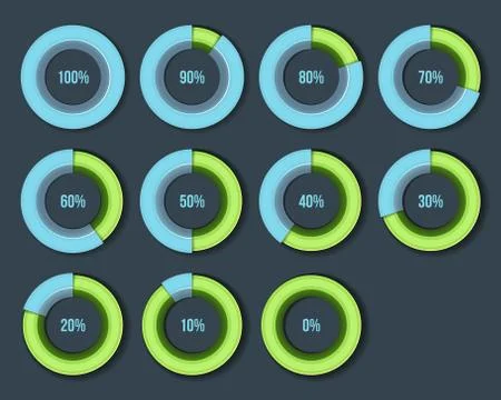 Percentage Diagram Presentation Design Elements. Infographic Chart Ring Set.. イラスト素材