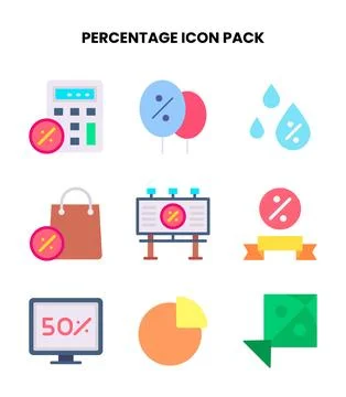 Percentage Flat Scalable Icons Pack Illustrazione stock