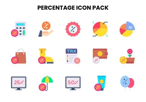 Percentage Flat Scalable Icons Pack Stock Illustration
