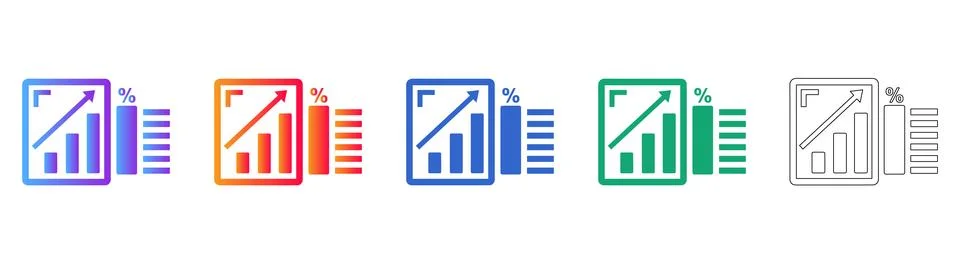 Percentage Growth and Data Analysis Icons Stock Illustration