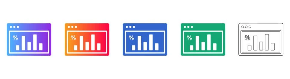 Percentage Growth Data Analytics Icons Stock Illustration