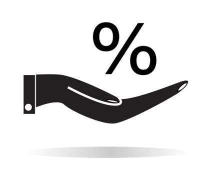 Percentage on hand icon. flat style. percentage on hand symbol. Stock Illustration