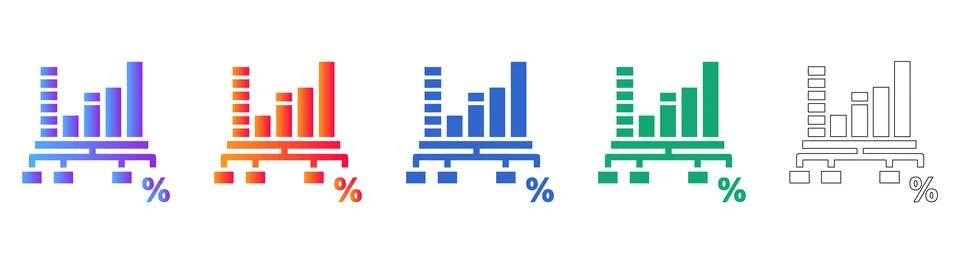 Percentage Hierarchy Data Analytics Icons 库存插图
