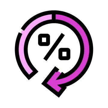 Percentage icon with circular loading process arrow Stock Illustration