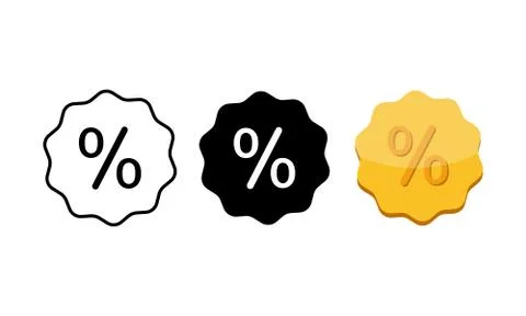 Percentage icon flat in modern white, black and gold colour design concept, s Stock Illustration