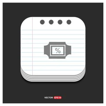 Percentage Icon Gray icon on Notepad Style template Vector EPS 10 Free Icon Illustrazione stock