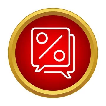 Percentage icon in speech bubble on red button Illustration