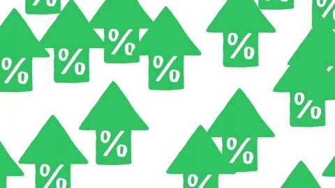 Percentage Increase Green Arrow Going Up Animation Interest Rate Stock Footage 201313468