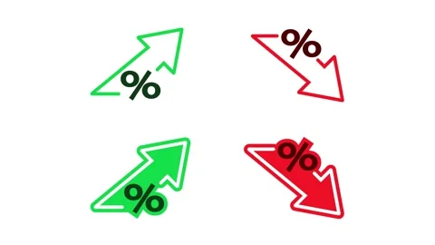 Percentage increasing and decreasing arrows on white and blue background Stock Footage 315016296