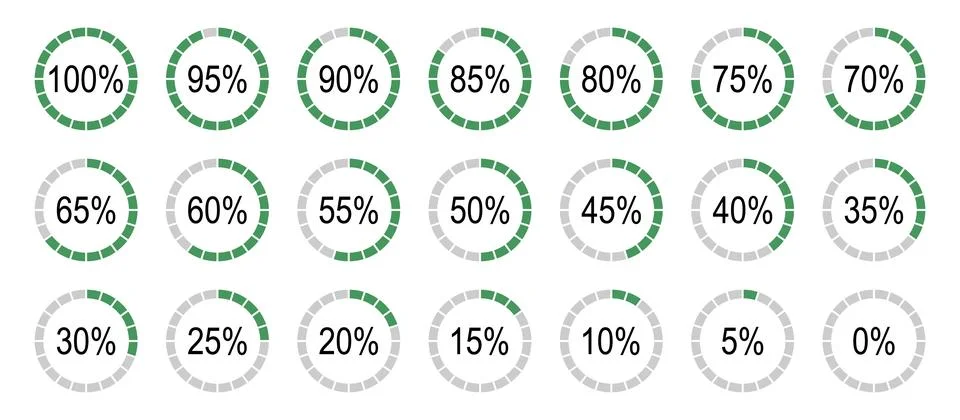 Percentage infographics flat elements. Round diagrams icons for infographics Stock Illustration