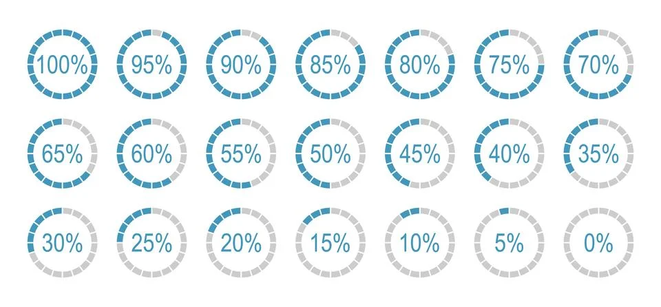Percentage infographics simple elements. Round diagrams icons for infographics Stock Illustration
