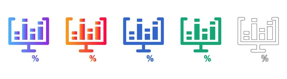 Percentage Performance Analytics Icon Set Stock Illustration